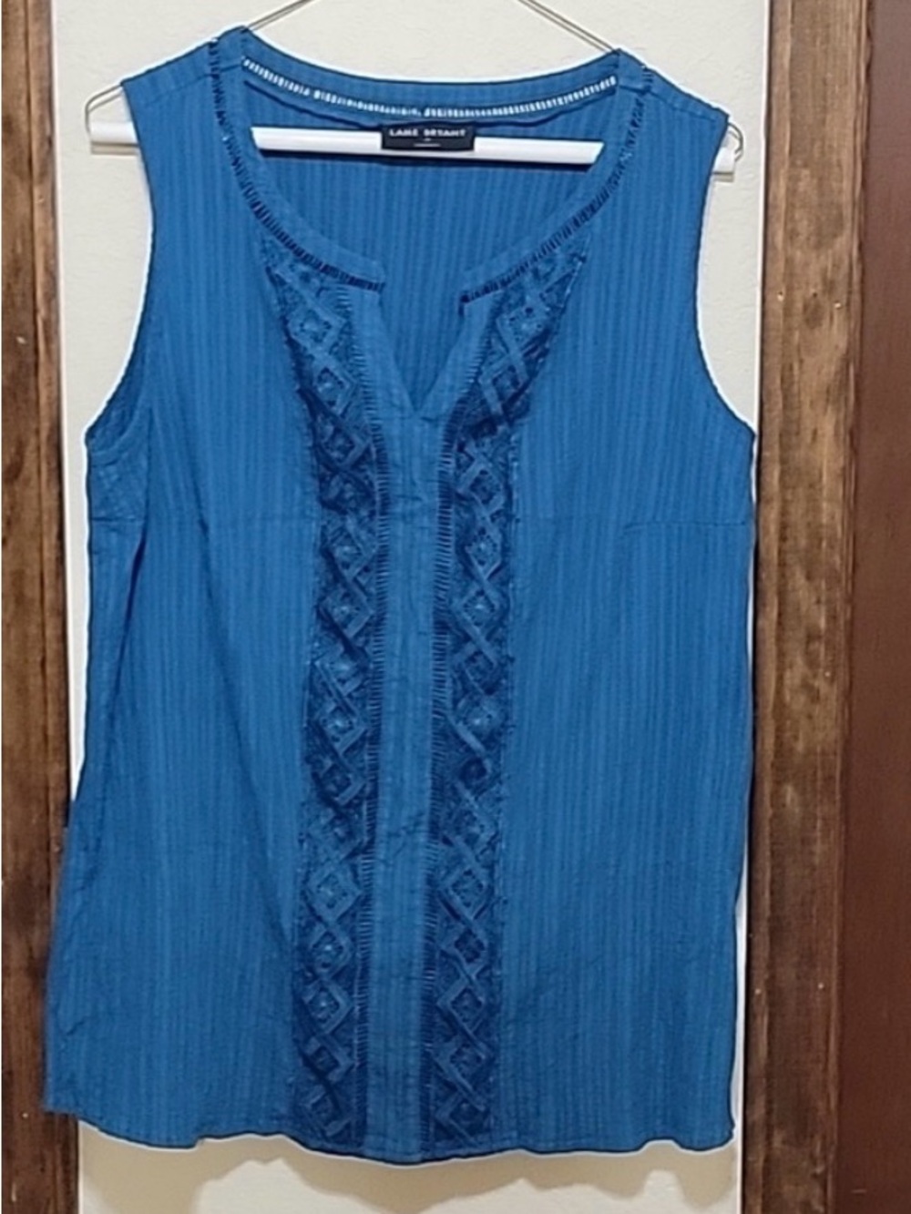 Lane Bryant Teal-Blue Sleeveless Embroidered Top